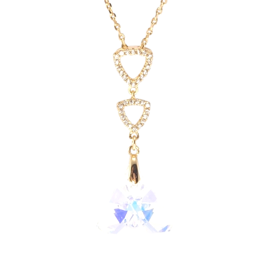Кулон Xuping цвет 18K с кр-ми Swarovski на цепочке Кристалл Shimmer с треугольниками длина 39-44см фото №1 Кулон Xuping цвет 18K с кр-ми Swarovski на цепочке Кристалл Shimmer с треугольниками длина 39-44см фото №1