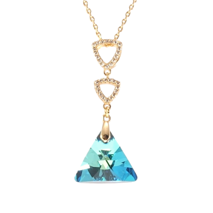 Кулон Xuping колір 18K з кр-ми Swarovski на ланцюжку Кристал Capri Blue з трикутниками довжина 39-44см фото №20