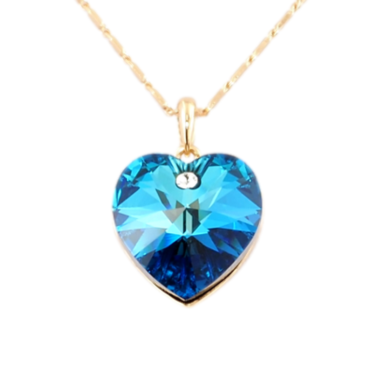 Кулон Xuping колір 18K з кр-ми Swarovski на ланцюжку Кристальне серце Capri Blue довжина 40-45см фото №13