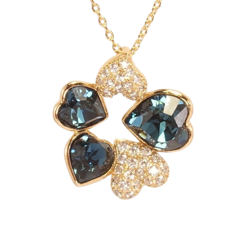 Кулон Xuping 18K с кристаллами Swarovski на цепочке Веночек из сердец кристаллы Montana 40-45см фото №1