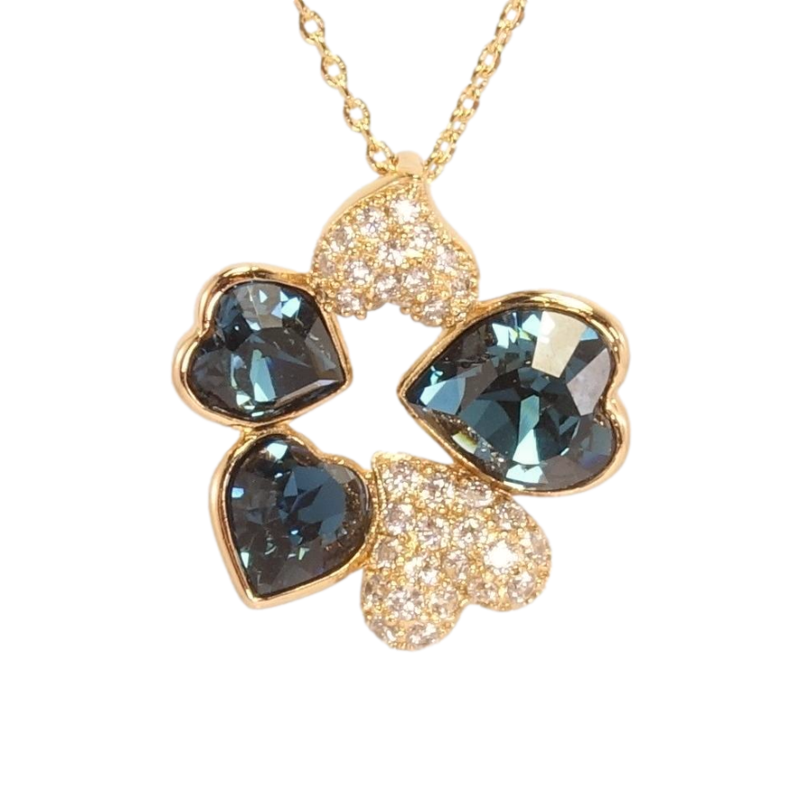 Кулон Xuping 18K с кристаллами Swarovski на цепочке Веночек из сердец кристаллы Montana 40-45см фото №1