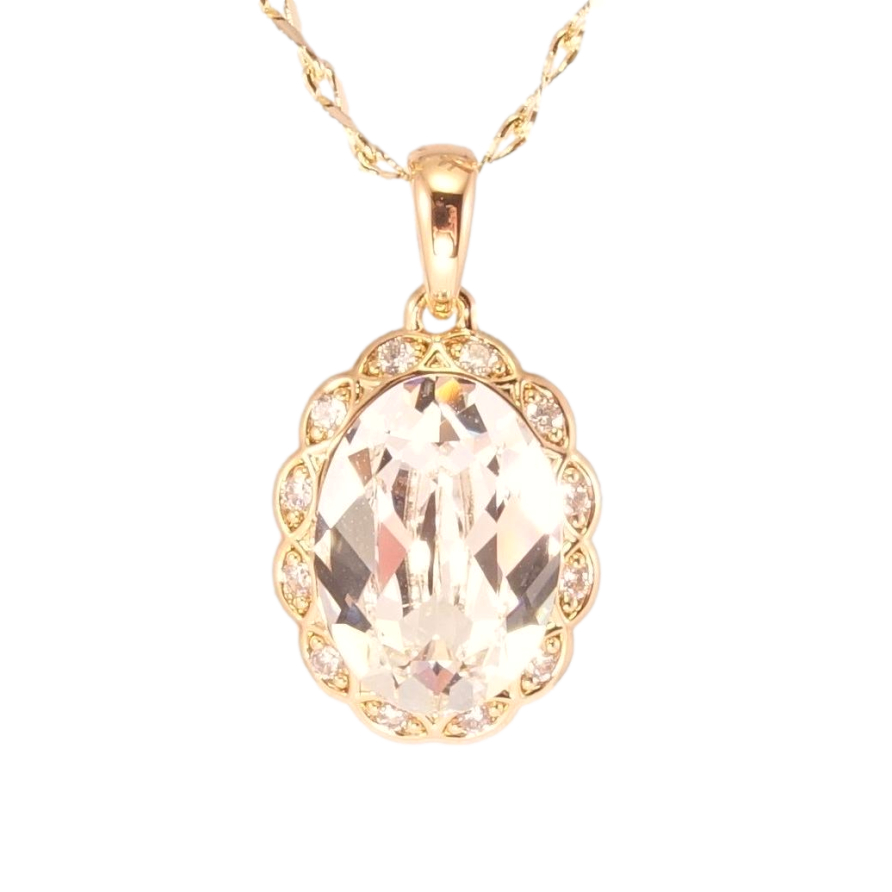 Кулон Xuping 18K з кр-ми Swarovski на ланцюжку Медальйон із кристалом Clear дл. 39.5-45см х 2мм фото №1 Кулон Xuping 18K з кр-ми Swarovski на ланцюжку Медальйон із кристалом Clear дл. 39.5-45см х 2мм фото №1