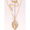Кулон Xuping 18K с кр-ми Swarovski на цепочке Кристалл Golden Shadow в ромбовой огранке дл. 41-46,5см х 1мм фото №5