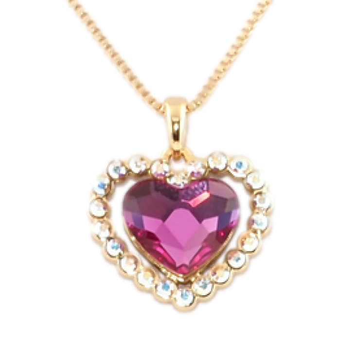 Кулон Xuping 18K с кр-ми Swarovski на цепочке Сердце Fuchsia в обрамлении мелких кр-лов АВ дл. 40-45см х 1мм фото №3 Кулон Xuping 18K с кр-ми Swarovski на цепочке Сердце Fuchsia в обрамлении мелких кр-лов АВ дл. 40-45см х 1мм фото №3