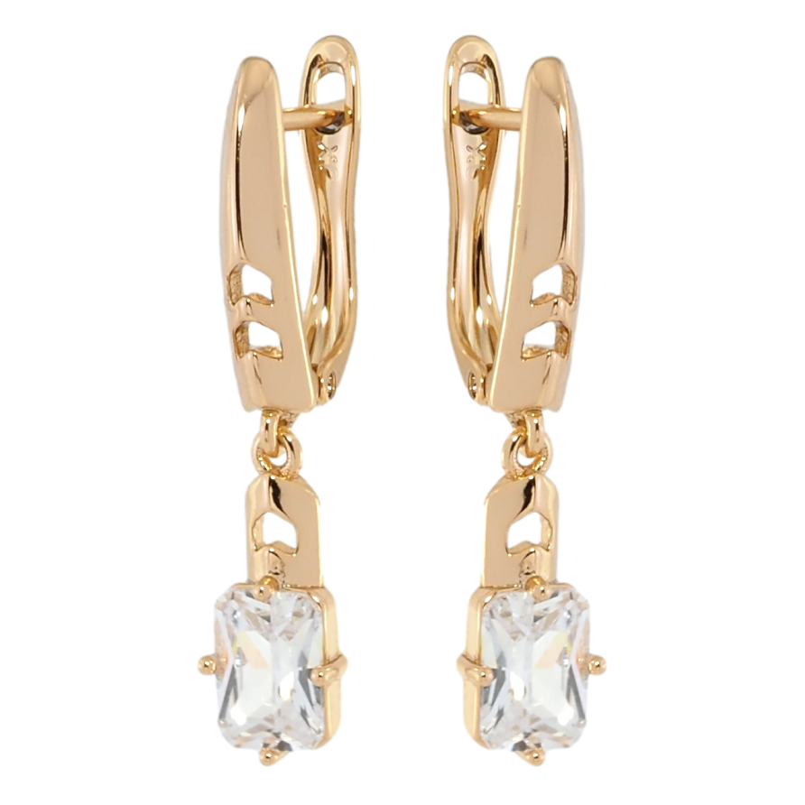 Серьги Xuping Позолота 18K английский замок Подвески с фианитами фото №1 Серьги Xuping Позолота 18K английский замок Подвески с фианитами фото №1