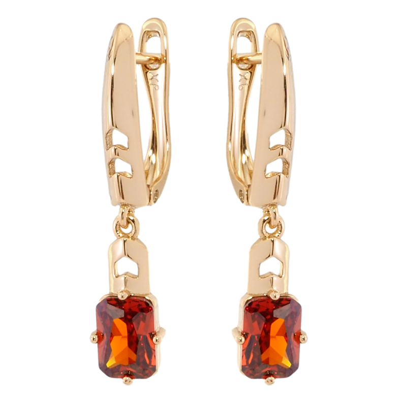 Серьги Xuping Позолота 18K английский замок Подвески с красными фианитами фото №9