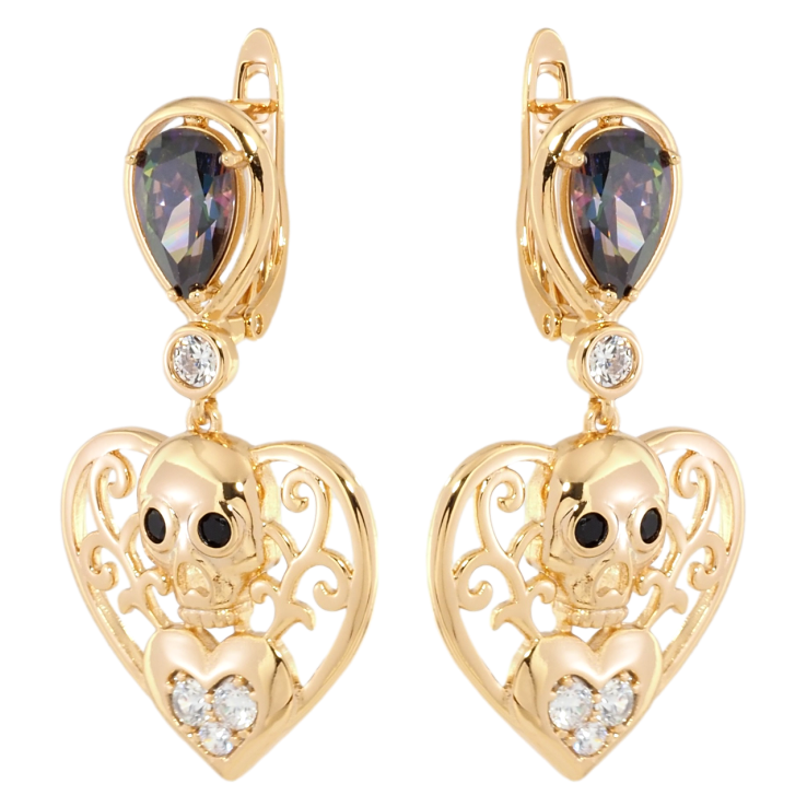 Серьги Xuping Позолота 18K английский замок Подвески декоративные сердечки с фианитами хамелеон фото №24 Серьги Xuping Позолота 18K английский замок Подвески декоративные сердечки с фианитами хамелеон фото №24