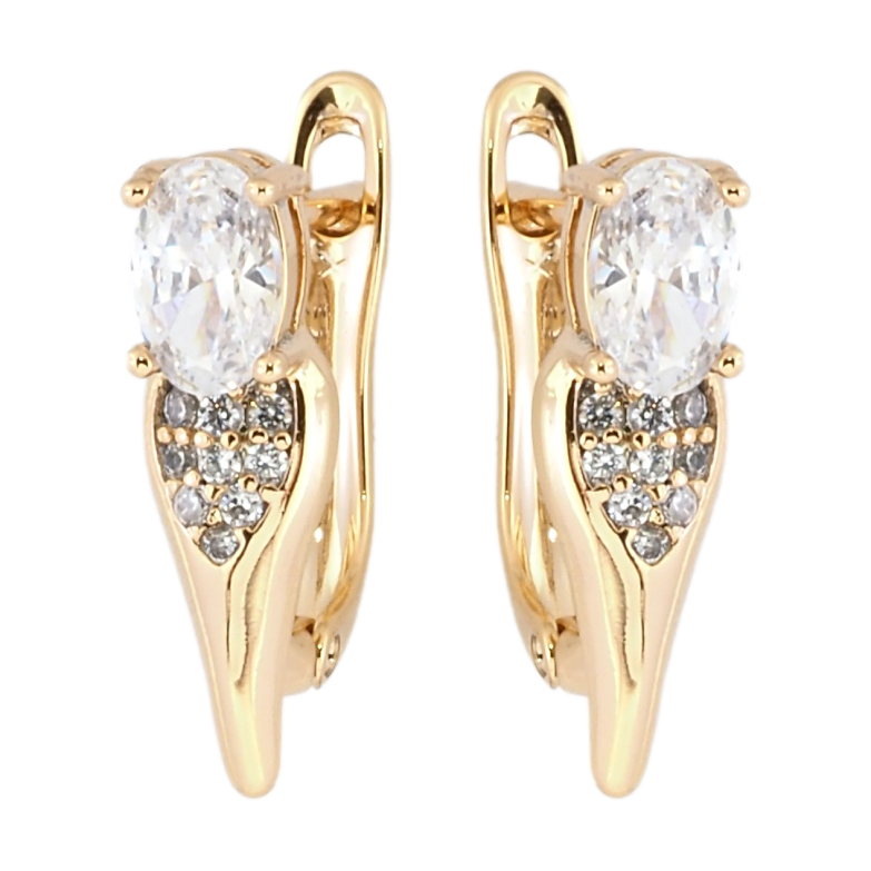 Сережки Xuping Позолота 18K англійський замок Фіаніти на пелюстах з цирконієм фото №1 Сережки Xuping Позолота 18K англійський замок Фіаніти на пелюстах з цирконієм фото №1