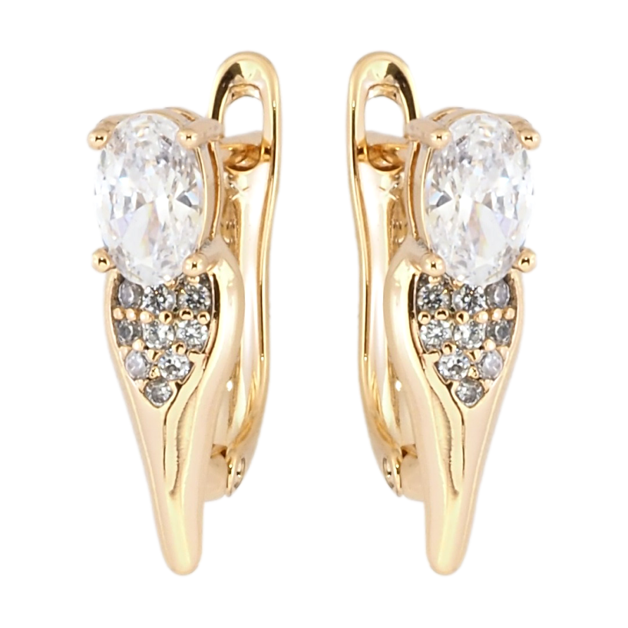 Серьги Xuping Позолота 18K английский замок Фианиты на лепестках с цирконием фото №1 Серьги Xuping Позолота 18K английский замок Фианиты на лепестках с цирконием фото №1