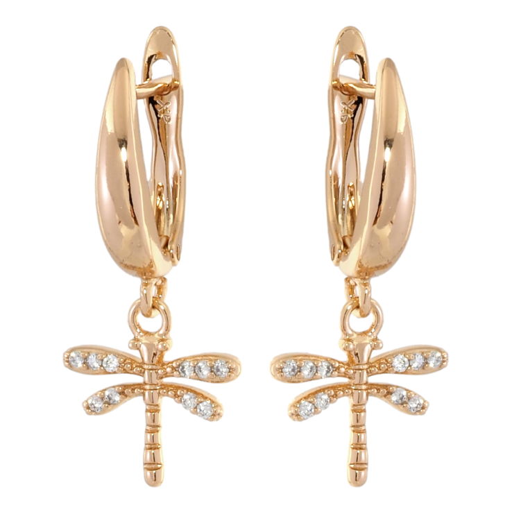 Серьги Xuping Позолота 18K английский замок Стрекозы фото №3