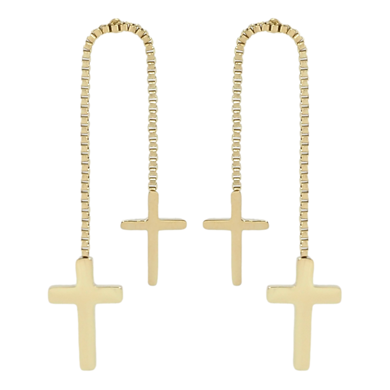 Серьги Xuping TTM Stainless Steel цвет 14K пусеты Подвески Крестики на цепочке фото №3 Серьги Xuping TTM Stainless Steel цвет 14K пусеты Подвески Крестики на цепочке фото №3