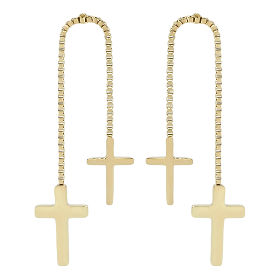 Серьги Xuping TTM Stainless Steel цвет 14K пусеты Подвески Крестики на цепочке фото №1 Серьги Xuping TTM Stainless Steel цвет 14K пусеты Подвески Крестики на цепочке фото №1