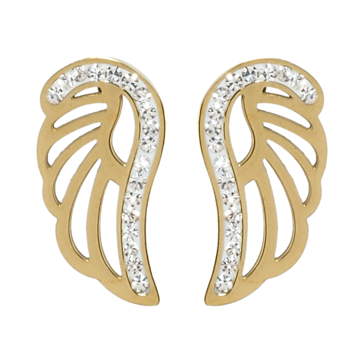 Серьги Xuping TTM Stainless Steel цвет 14K пусеты Крылья с цирконием фото №14
