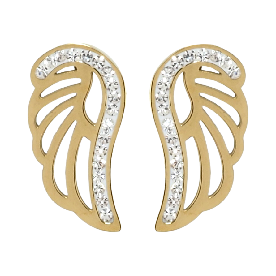 Серьги Xuping TTM Stainless Steel цвет 14K пусеты Крылья с цирконием фото №1 Серьги Xuping TTM Stainless Steel цвет 14K пусеты Крылья с цирконием фото №1