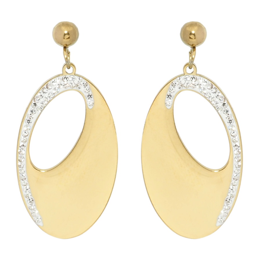 Серьги Xuping TTM Stainless Steel цвет 14K пусеты Овальные подвески с цирконием фото №1 Серьги Xuping TTM Stainless Steel цвет 14K пусеты Овальные подвески с цирконием фото №1