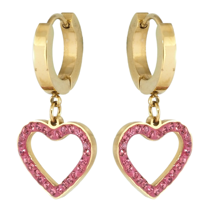 Серьги Xuping TTM Stainless Steel цвет 14K подвески на колечках Сердечки с розовым цирконием фото №10 Серьги Xuping TTM Stainless Steel цвет 14K подвески на колечках Сердечки с розовым цирконием фото №10