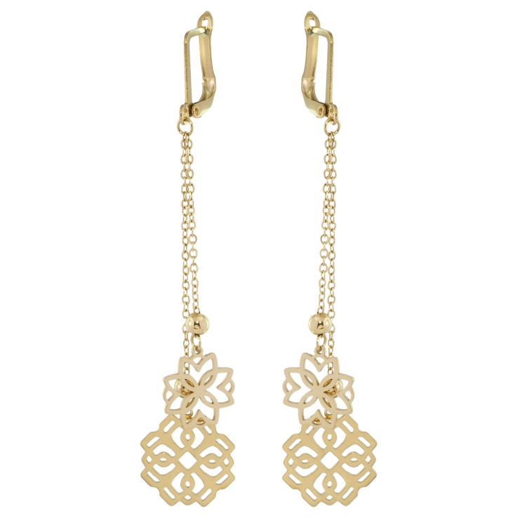 Серьги Xuping TTM Stainless Steel цвет 14K английский замок Подвески ажурные цветочки фото №13