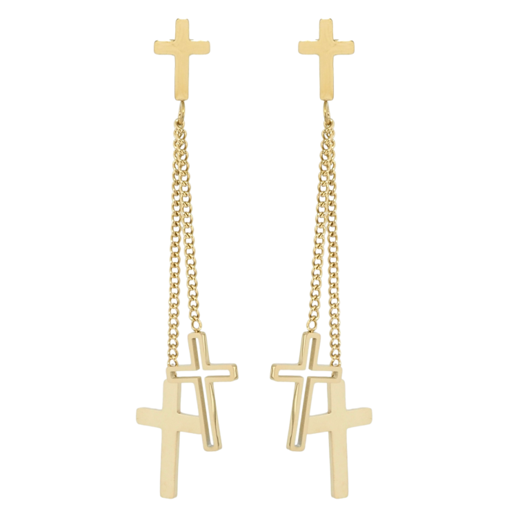 Серьги Xuping TTM Stainless Steel цвет 14K пусеты Подвески Крестики на цепочке фото №9