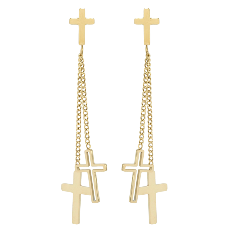 Серьги Xuping TTM Stainless Steel цвет 14K пусеты Подвески Крестики на цепочке фото №1 Серьги Xuping TTM Stainless Steel цвет 14K пусеты Подвески Крестики на цепочке фото №1