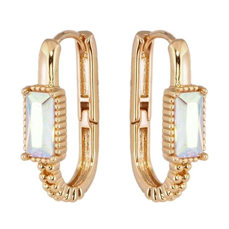 Сережки Xuping Позолота 18K колечка Овали з райдужними фіанітами фото №8 Сережки Xuping Позолота 18K колечка Овали з райдужними фіанітами фото №8