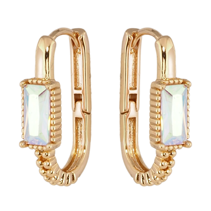 Сережки Xuping Позолота 18K колечка Овали з райдужними фіанітами фото №1 Сережки Xuping Позолота 18K колечка Овали з райдужними фіанітами фото №1