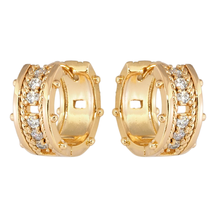 Серьги Xuping Позолота 18K колечки Узор с дорожкой циркония фото №12 Серьги Xuping Позолота 18K колечки Узор с дорожкой циркония фото №12