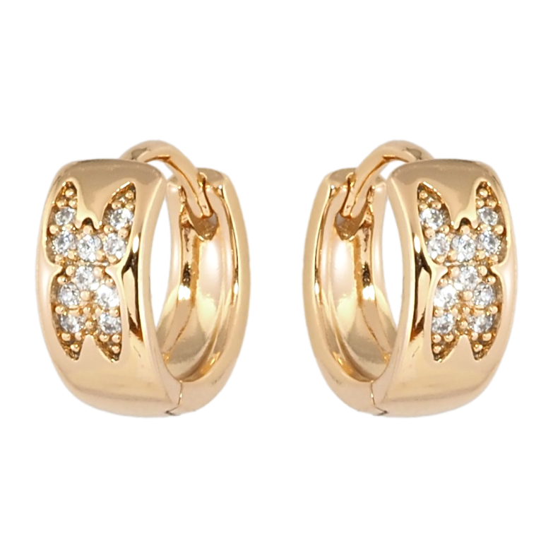 Сережки Xuping Позолота 18K колечка Метелики з цирконієм фото №4 Сережки Xuping Позолота 18K колечка Метелики з цирконієм фото №4