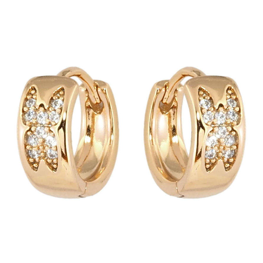 Серьги Xuping Позолота 18K колечки Бабочки с цирконием фото №1 Серьги Xuping Позолота 18K колечки Бабочки с цирконием фото №1