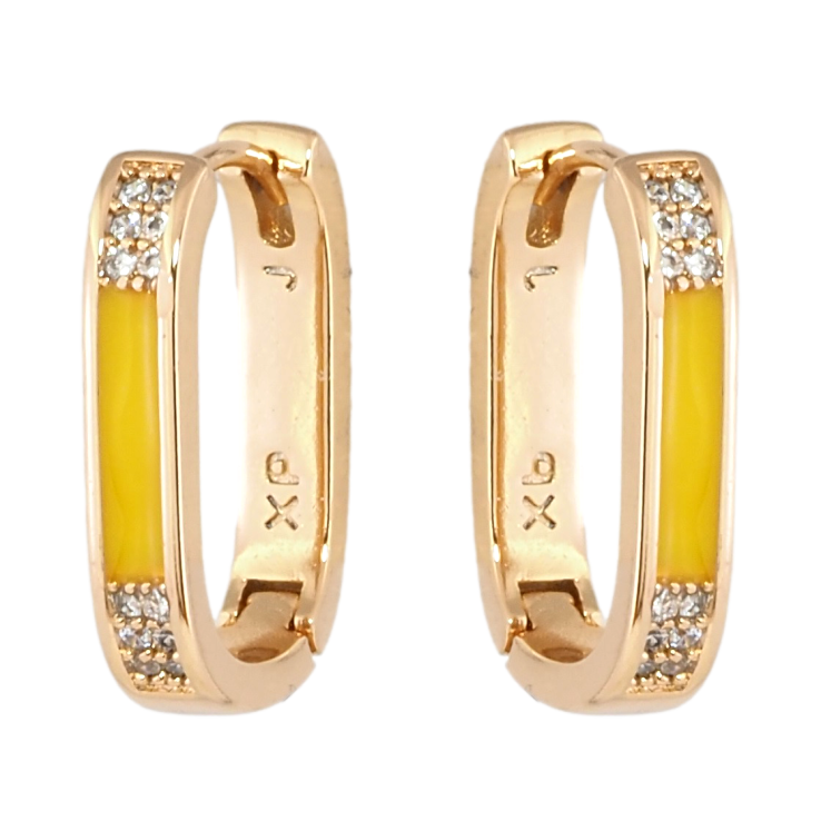 Серьги Xuping цвет 18K колечки Узор с желтой эмалью и кристаллами фото №18 Серьги Xuping цвет 18K колечки Узор с желтой эмалью и кристаллами фото №18