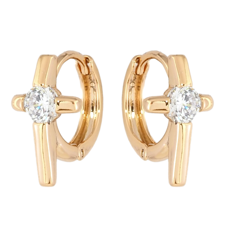 Серьги Xuping Позолота 18K колечки Крестики с цирконием фото №9 Серьги Xuping Позолота 18K колечки Крестики с цирконием фото №9