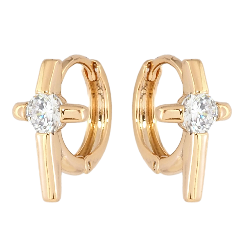 Серьги Xuping Позолота 18K колечки Крестики с цирконием фото №2 Серьги Xuping Позолота 18K колечки Крестики с цирконием фото №2