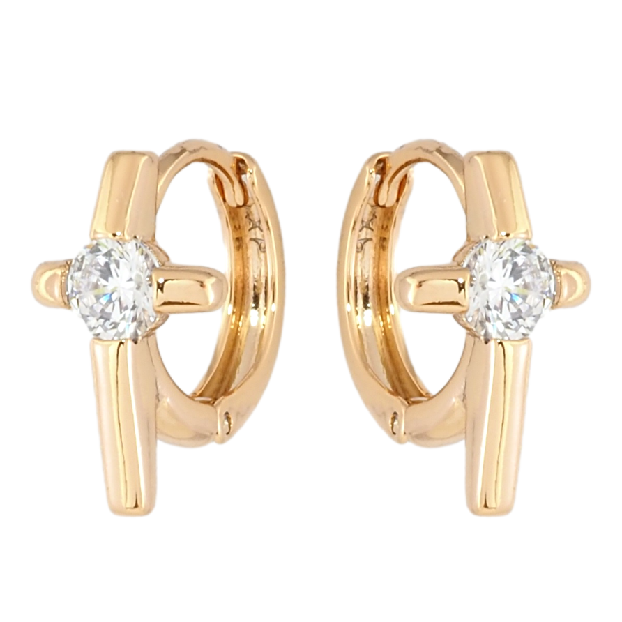 Серьги Xuping Позолота 18K колечки Крестики с цирконием фото №1 Серьги Xuping Позолота 18K колечки Крестики с цирконием фото №1