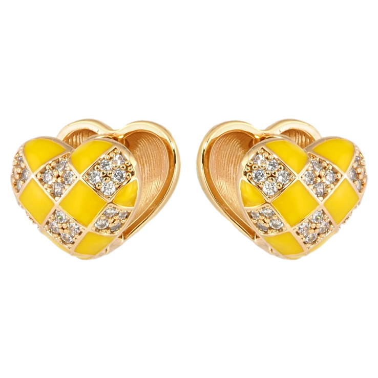 Серьги Xuping Позолота 18K колечки Сердечки с желтой эмалью и цирконием фото №20 Серьги Xuping Позолота 18K колечки Сердечки с желтой эмалью и цирконием фото №20