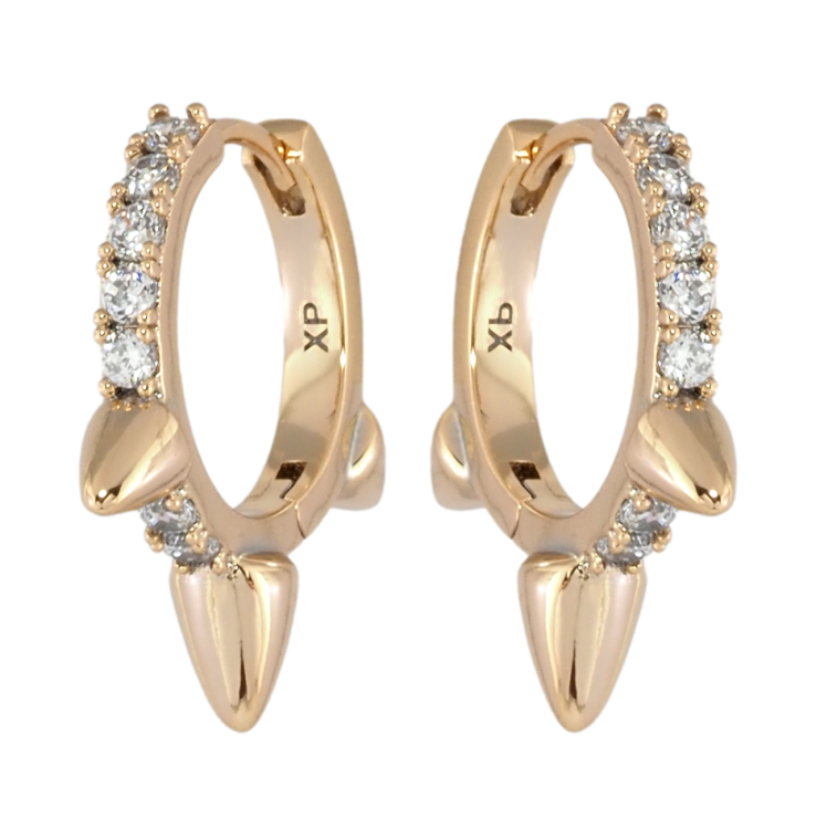 Серьги Xuping Позолота 18K колечки Дорожки циркония с шипами фото №9 Серьги Xuping Позолота 18K колечки Дорожки циркония с шипами фото №9