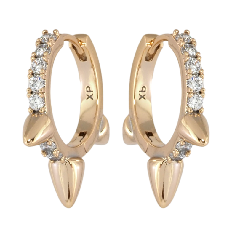 Сережки Xuping Позолота 18K колечка Доріжки цирконію з шипами фото №1 Сережки Xuping Позолота 18K колечка Доріжки цирконію з шипами фото №1