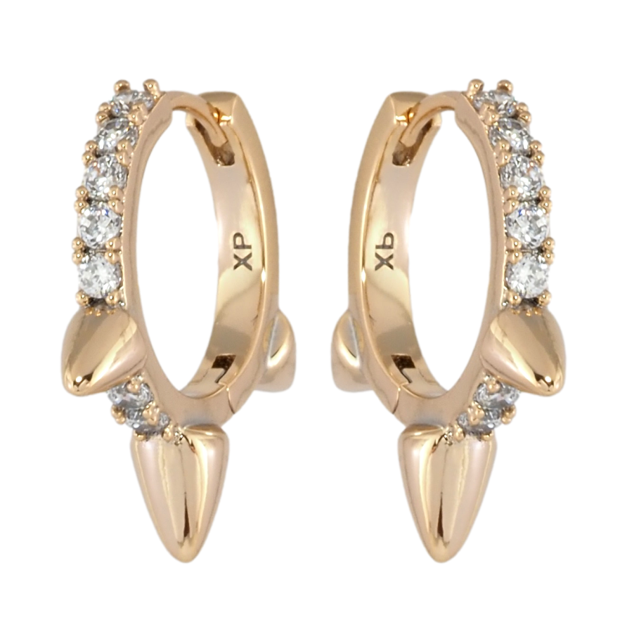 Серьги Xuping Позолота 18K колечки Дорожки циркония с шипами фото №1 Серьги Xuping Позолота 18K колечки Дорожки циркония с шипами фото №1