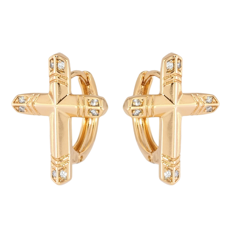 Серьги Xuping Позолота 18K колечки Крестики с цирконием фото №8 Серьги Xuping Позолота 18K колечки Крестики с цирконием фото №8