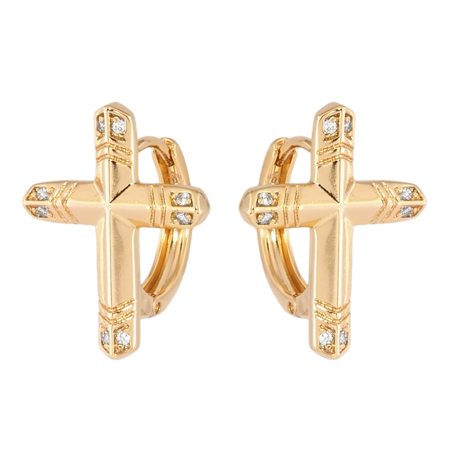 Серьги Xuping Позолота 18K колечки Крестики с цирконием фото №1 Серьги Xuping Позолота 18K колечки Крестики с цирконием фото №1