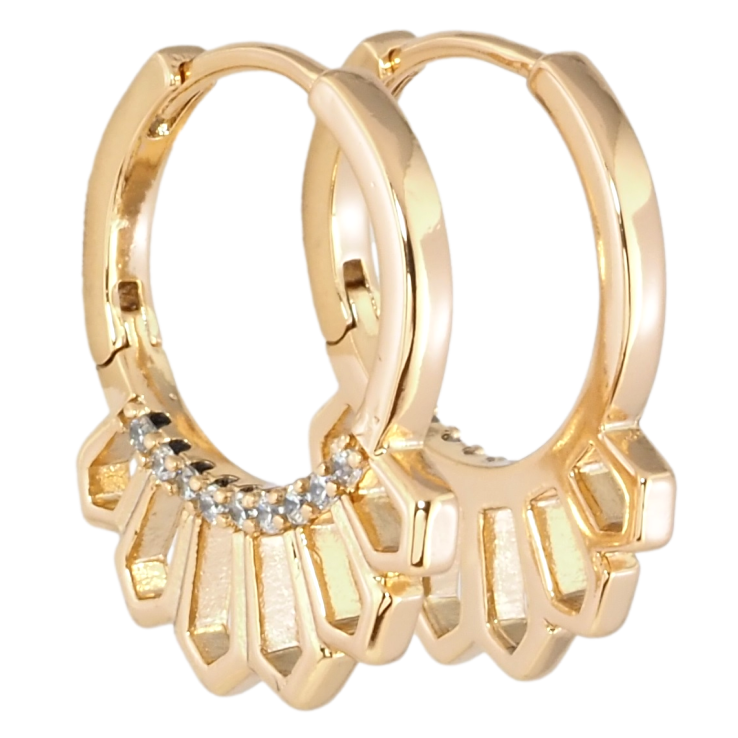 Серьги Xuping Позолота 18K колечки Боковой узор с цирконием фото №2 Серьги Xuping Позолота 18K колечки Боковой узор с цирконием фото №2