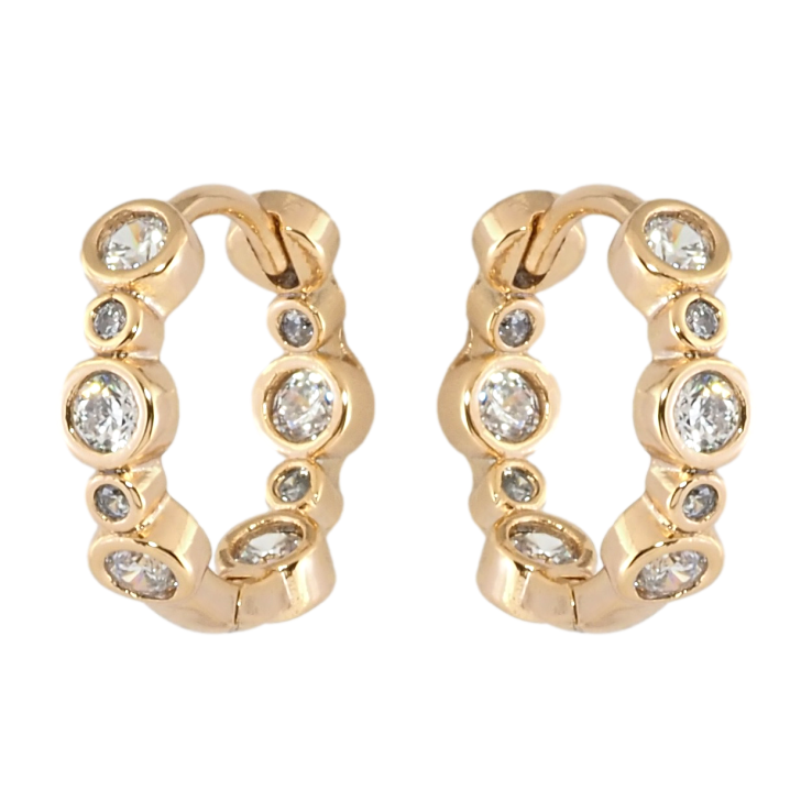 Сережки Xuping Позолота 18K колечка Декоративні доріжки цирконію фото №3 Сережки Xuping Позолота 18K колечка Декоративні доріжки цирконію фото №3