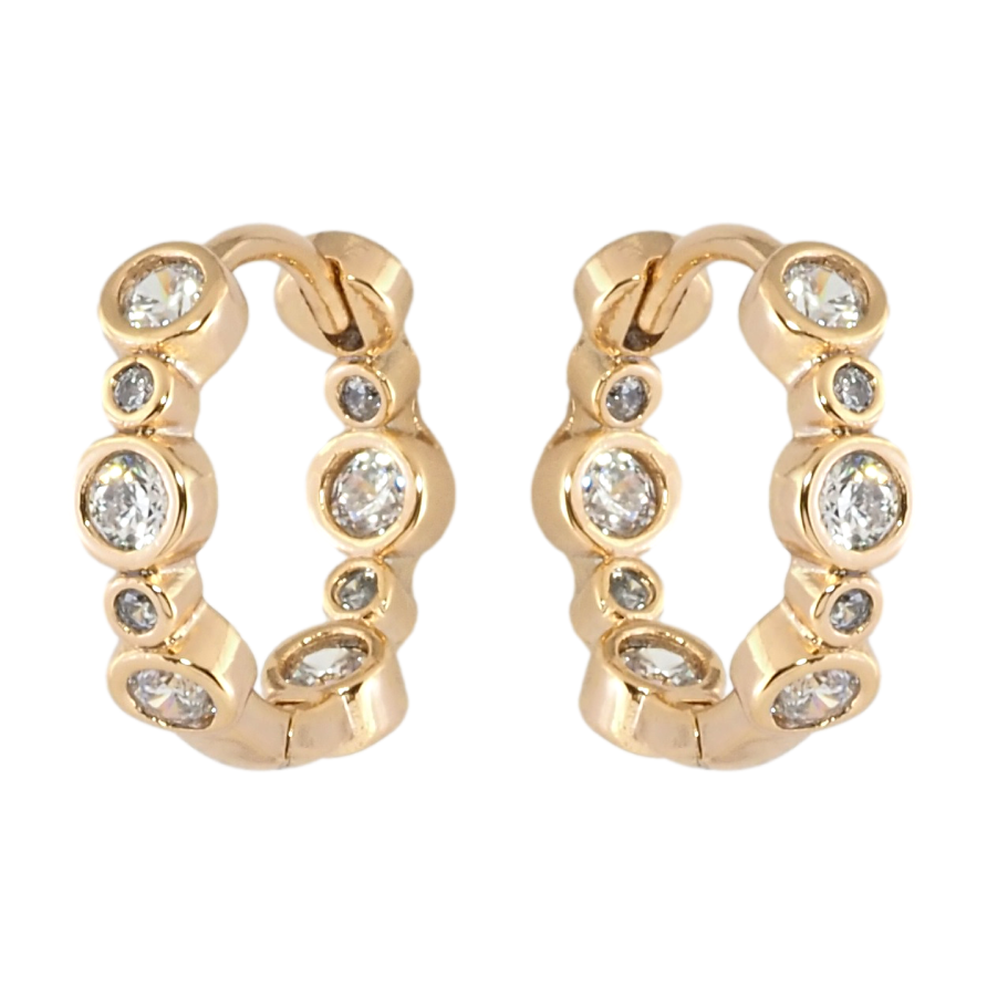 Сережки Xuping Позолота 18K колечка Декоративні доріжки цирконію фото №1 Сережки Xuping Позолота 18K колечка Декоративні доріжки цирконію фото №1