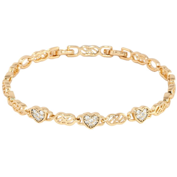 Браслет Xuping Позолота 18K Серця з цирконієм довжина з дод. замком 17.5,19.5см х 5мм фото №5