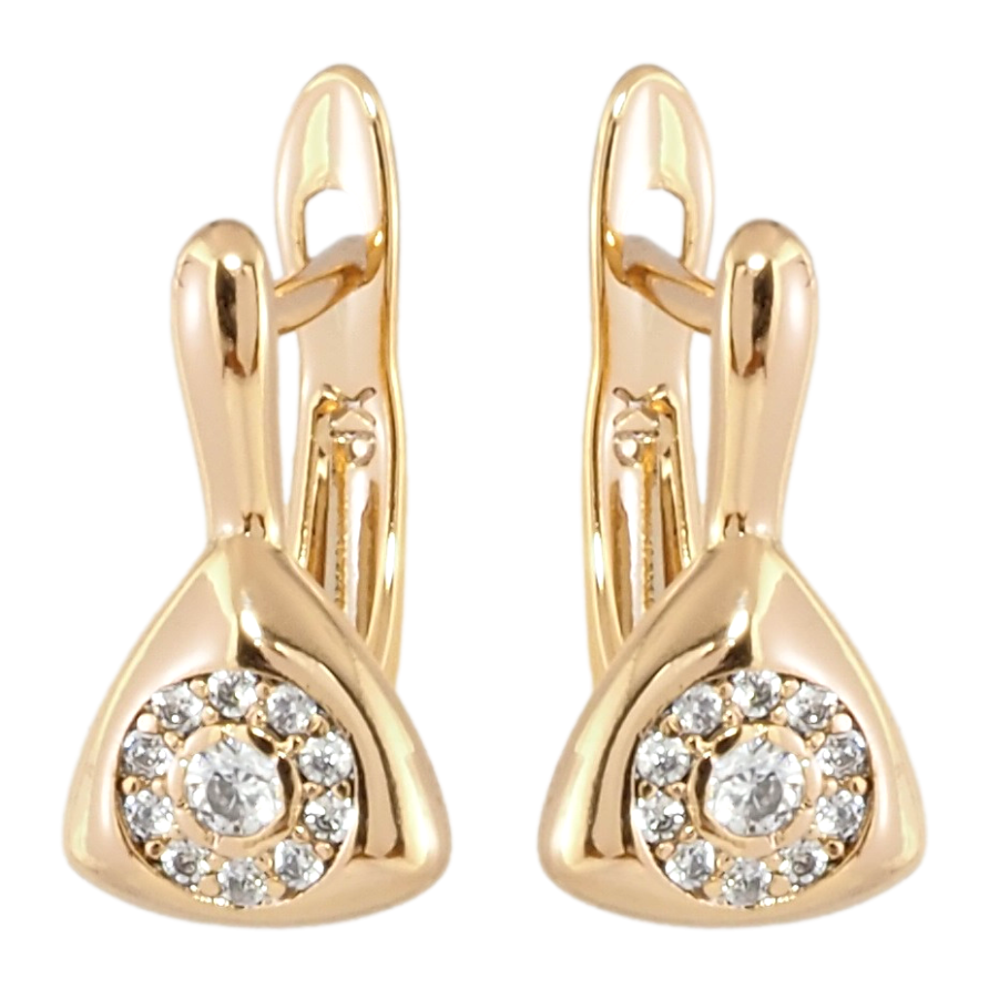 Сережки Xuping Позолота 18K англійський замок Трикутники з візерунком цирконієм фото №1 Сережки Xuping Позолота 18K англійський замок Трикутники з візерунком цирконієм фото №1