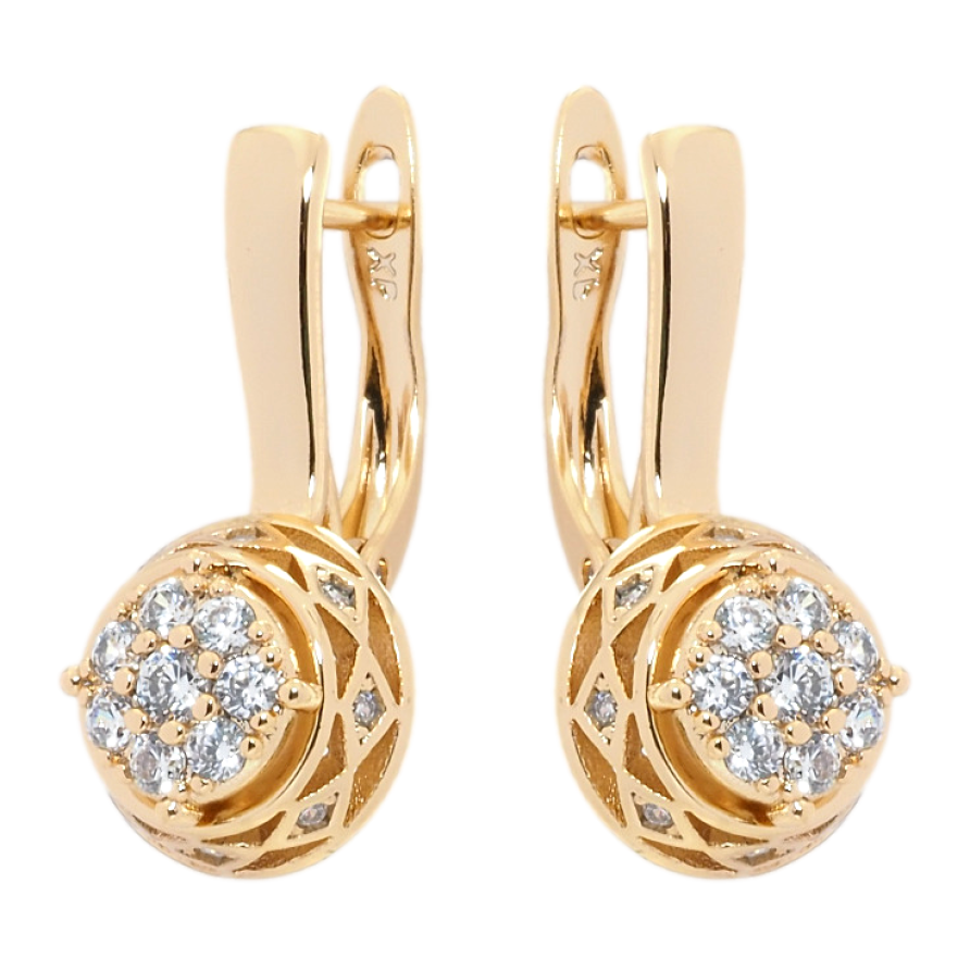 Сережки Xuping Позолота 18K англійський замок Декоративний орнамент з цирконієм фото №1 Сережки Xuping Позолота 18K англійський замок Декоративний орнамент з цирконієм фото №1