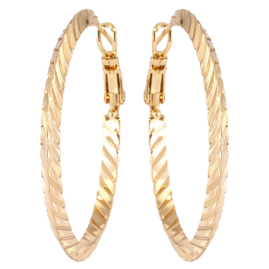Серьги Xuping Позолота 18K кольца (конго) Плоские с декоративным узором ø 4см фото №1 Серьги Xuping Позолота 18K кольца (конго) Плоские с декоративным узором ø 4см фото №1