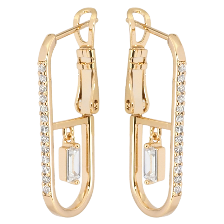 Серьги Xuping Позолота 18K итальянский замок Узор с дорожкой циркония и кристальной подвеской фото №19