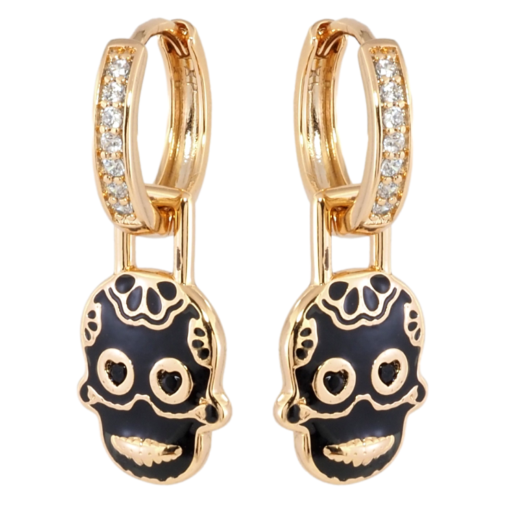 Серьги Xuping Позолота 18K подвески на колечках Черепа Санта Муэрте 2 в 1 фото №12 Серьги Xuping Позолота 18K подвески на колечках Черепа Санта Муэрте 2 в 1 фото №12