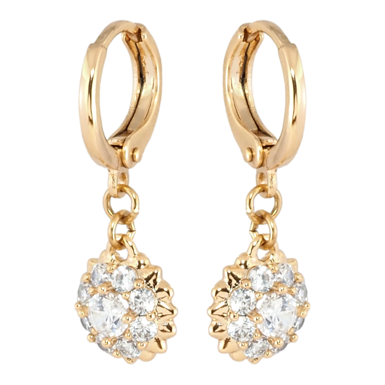 Сережки Xuping Позолота 18K підвіски на колечках Кришталеві квіточки фото №2 Сережки Xuping Позолота 18K підвіски на колечках Кришталеві квіточки фото №2