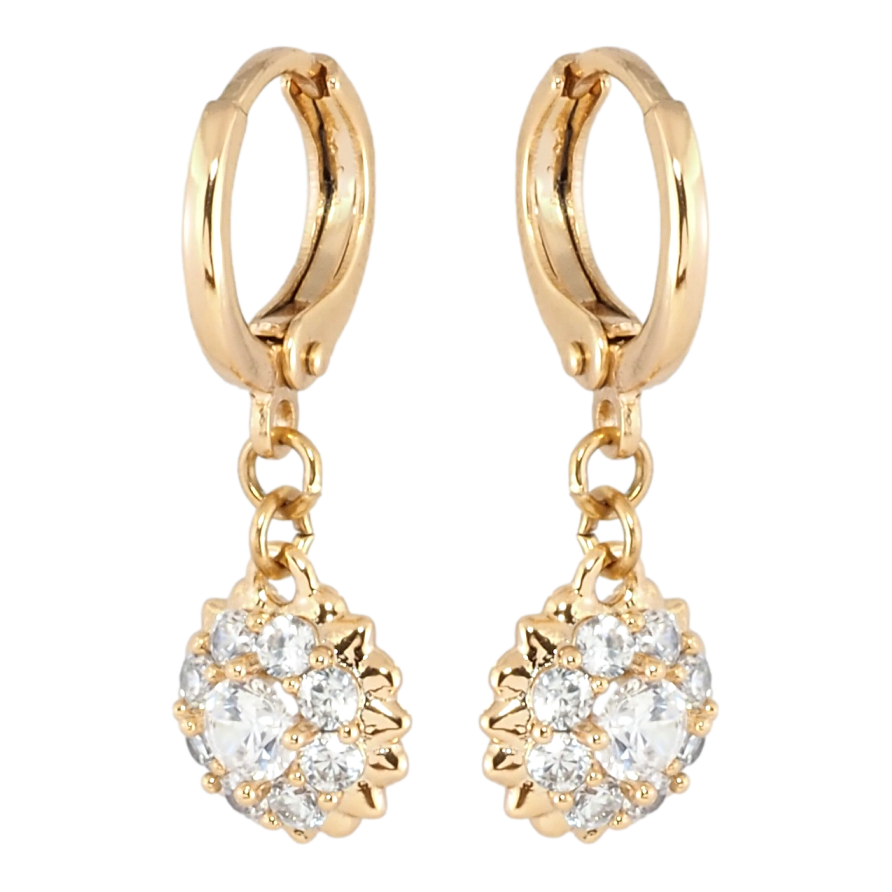 Серьги Xuping Позолота 18K подвески на колечках Кристальные цветочки фото №1 Серьги Xuping Позолота 18K подвески на колечках Кристальные цветочки фото №1