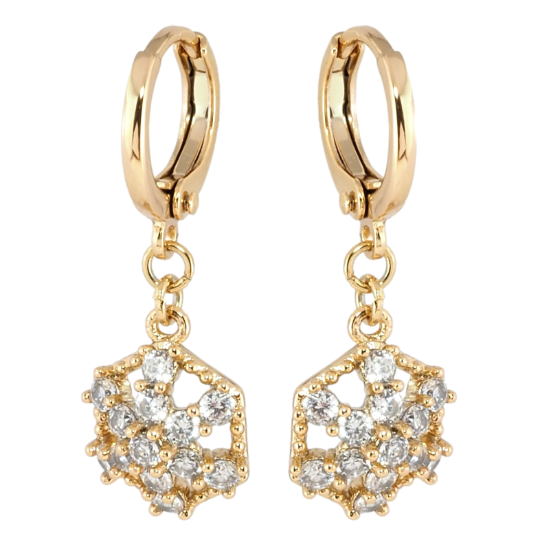 Серьги Xuping Позолота 18K подвески на колечках Звезды из циркония фото №1 Серьги Xuping Позолота 18K подвески на колечках Звезды из циркония фото №1